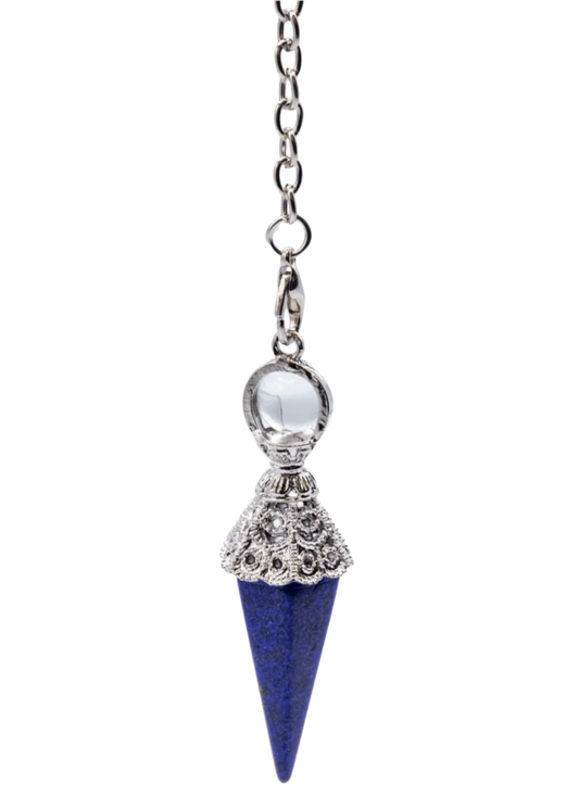 Ornate Lapis Crystal Pendulum