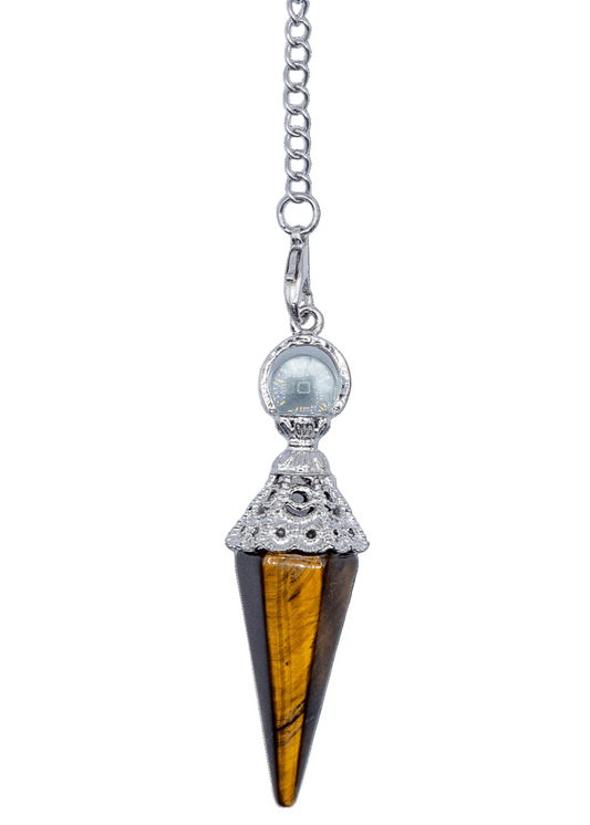Ornate Tiger's Eye Crystal Pendulum